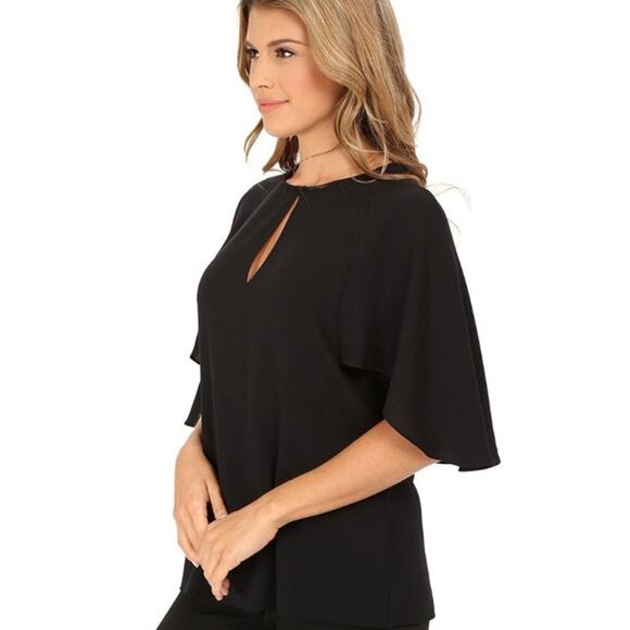 NWT Trina Turk Alee black flutter sleeves cape blouse - Picture 11 of 11